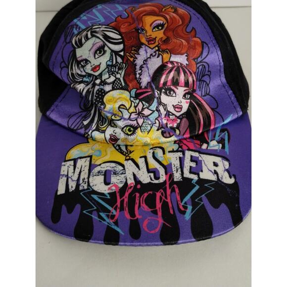 Monster High Girls Baseball Cap Black Purple One Size Fits Most Snapback Kids - Picture 2 of 7